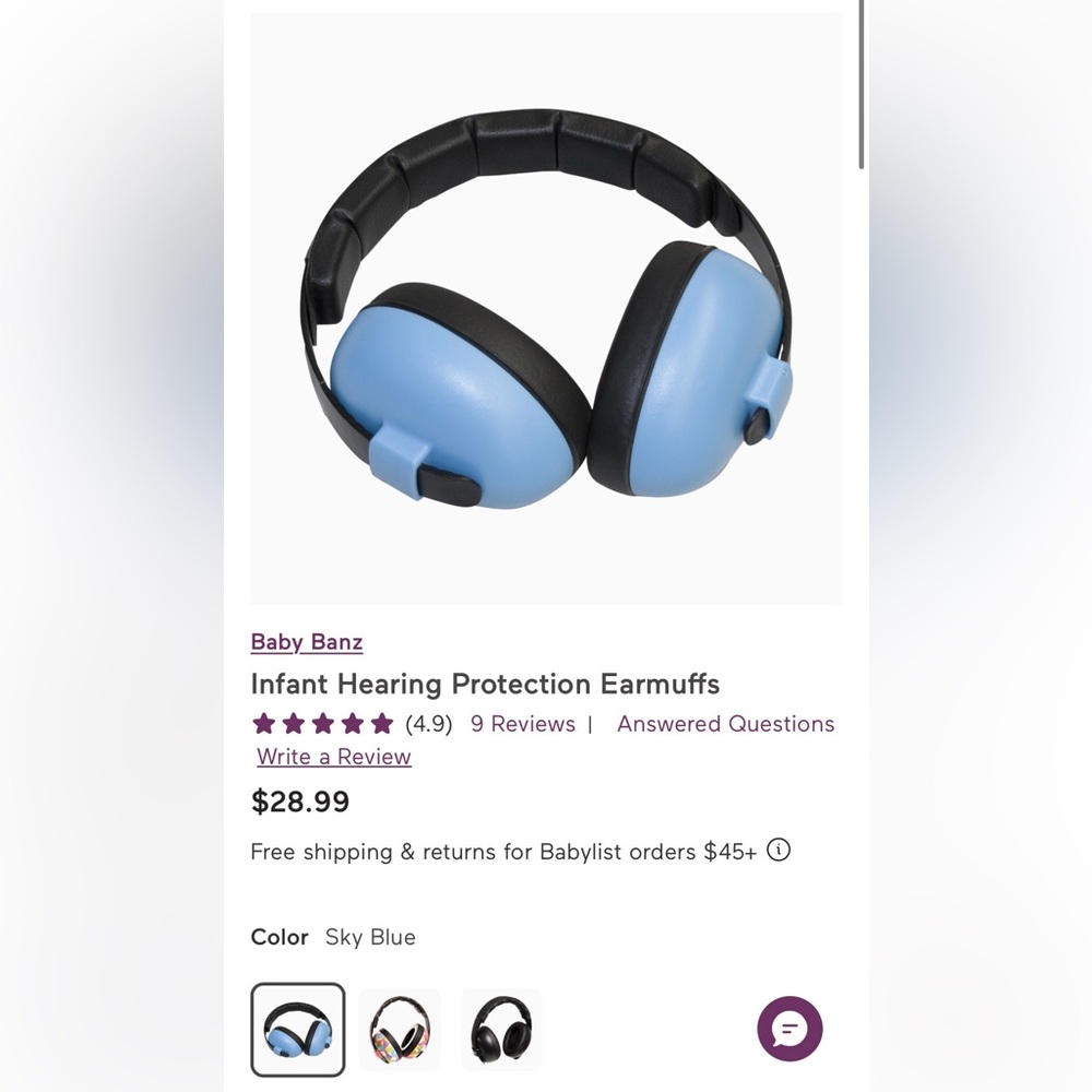 Baby BanZ Sky Blue Infant Earmuffs